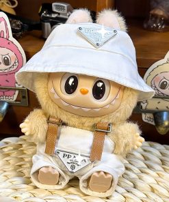 P-Brand White Set (fisherman hat + overalls)