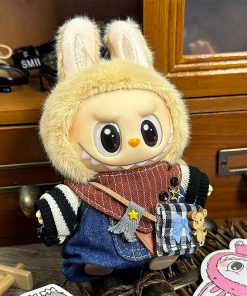 Blue Happy Mouse set (sweater + overalls + scarf + backpack)